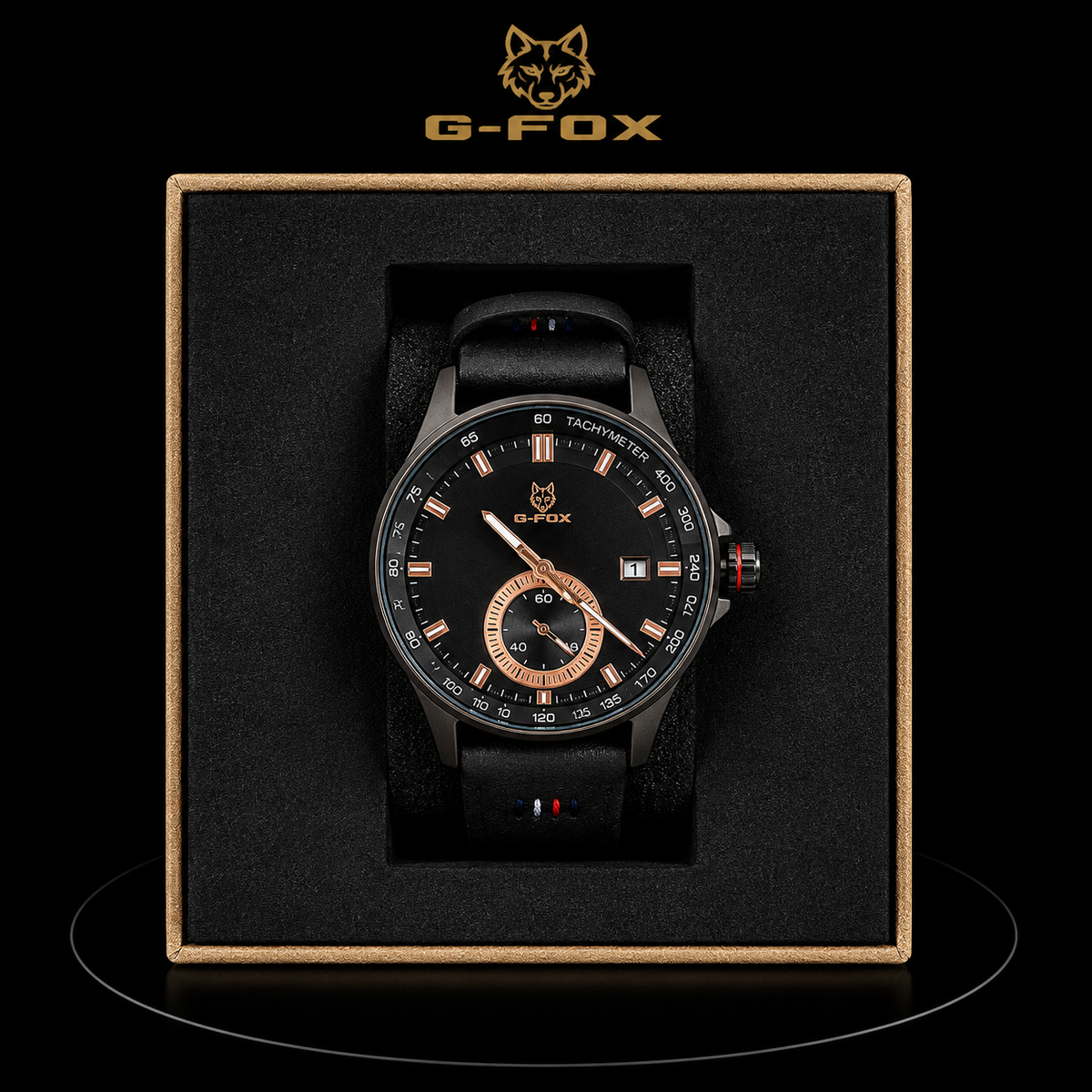 Reloj G-Fox Negro Deportivo con Detalles Rose Gold