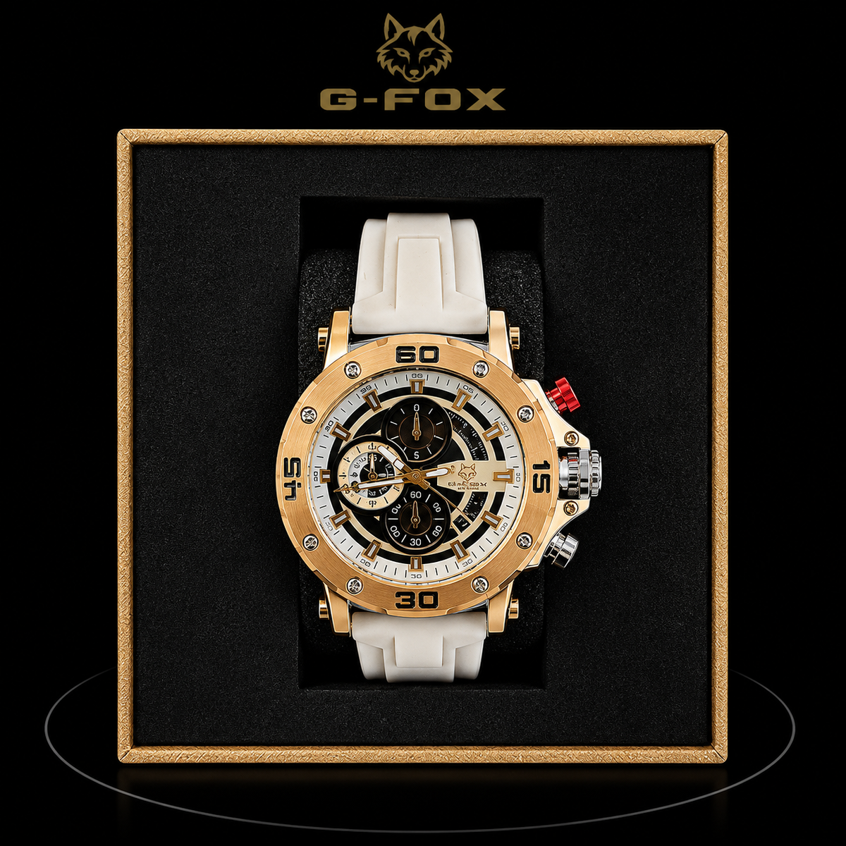 Reloj G-Fox Rose Gold Deportivo con Correa Blanca
