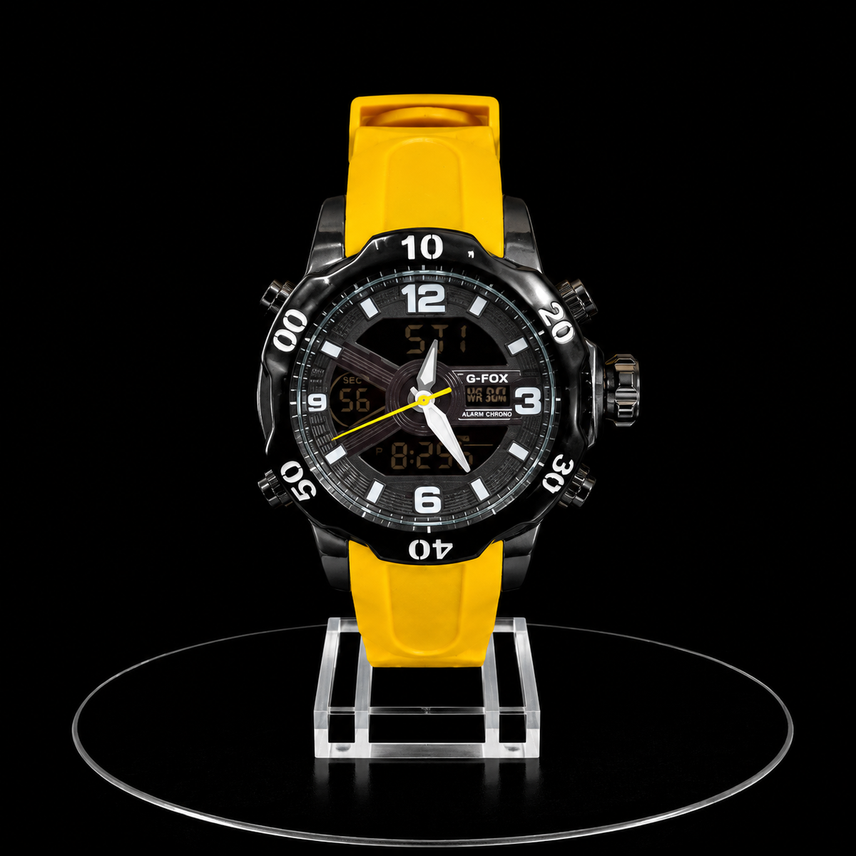 Reloj G-Fox Deportivo Negro y Amarillo Digital-Análogo