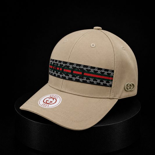 Gorra Gucci Beige Premium con Banda GG Verde y Roja