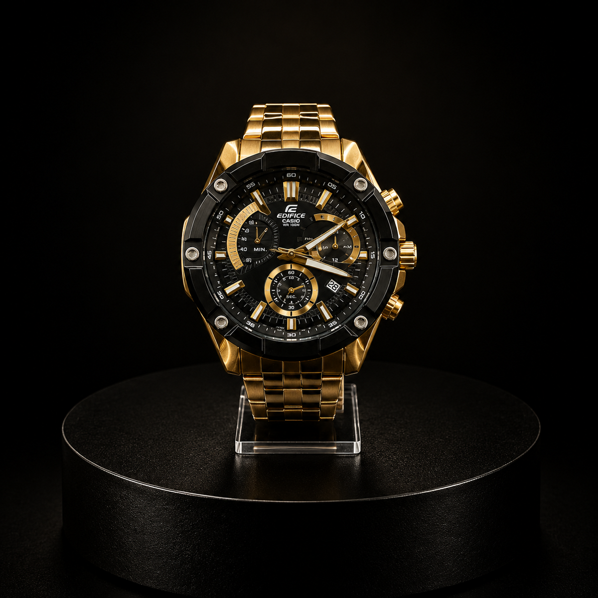 Reloj Casio Edifice Dorado Premium Cronógrafo Deportivo con Esfera Negra