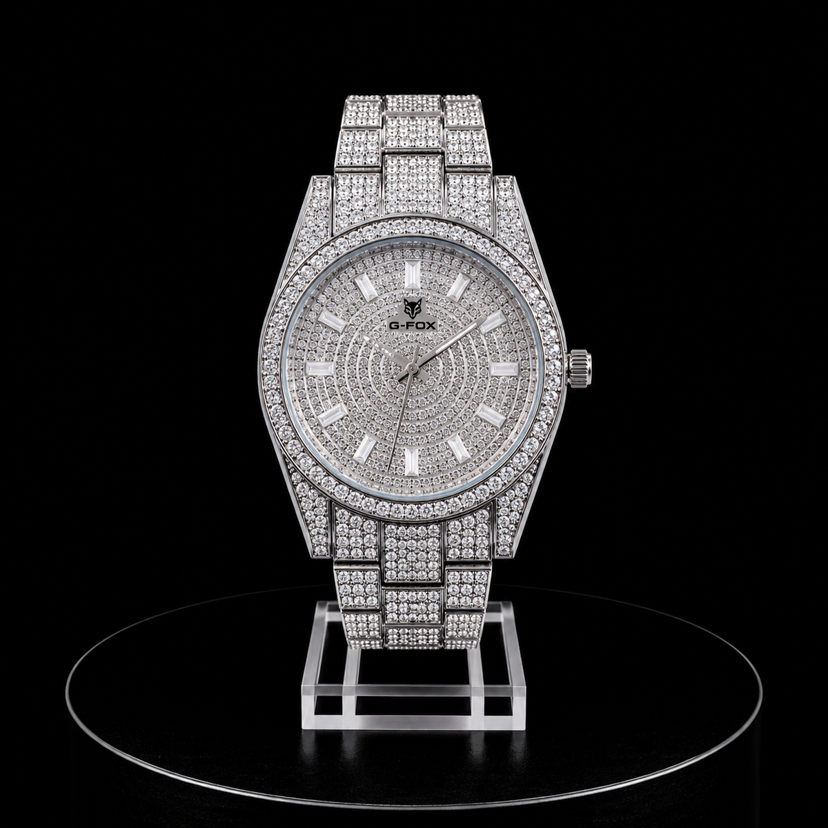 Reloj G-Fox Plateado Full Ice con Cristales