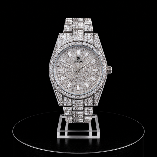Reloj G-Fox Plateado Full Ice con Cristales