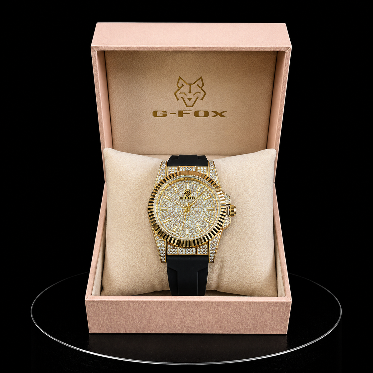 Reloj G-Fox Dorado Ice con Correa Negra