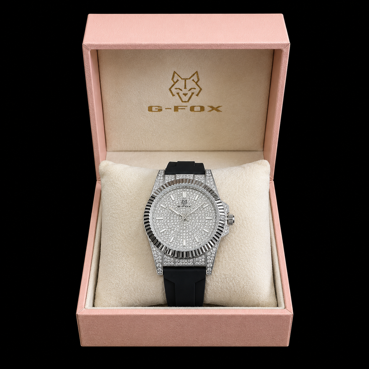 Reloj G-Fox Plateado Ice con Correa Negra
