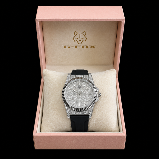 Reloj G-Fox Plateado Ice con Correa Negra