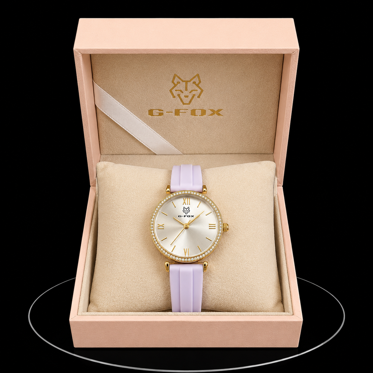 Reloj G-Fox Dorado con Correa Blanca y Esfera Nácar