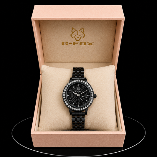 Reloj G-Fox Negro con Cristales y Brazalete Metálico