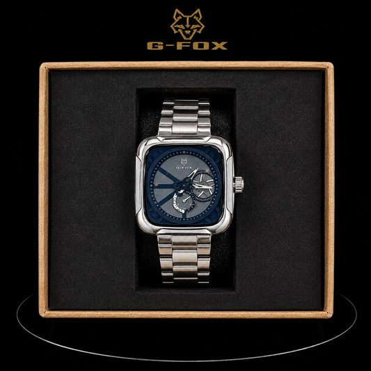 Reloj G-Fox Plateado Cuadrado con Esfera Azul