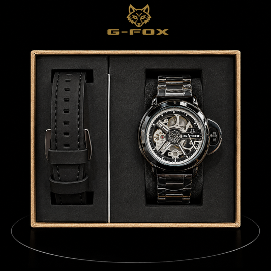 Reloj G-Fox Skeleton Negro con Correa Intercambiable