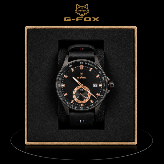 Reloj G-Fox Negro Deportivo con Detalles Rose Gold