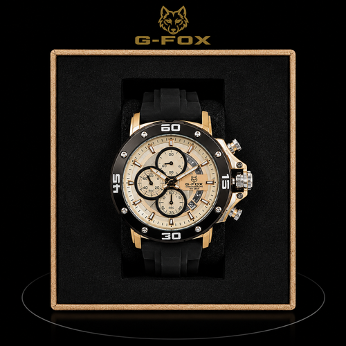 Reloj G-Fox Deportivo Plateado con Esfera Blanca y Correa Negra