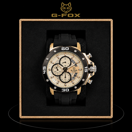 Reloj G-Fox Deportivo Plateado con Esfera Blanca y Correa Negra