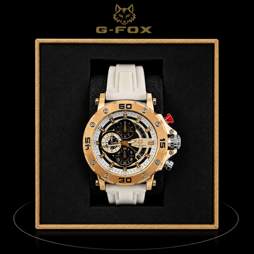 Reloj G-Fox Rose Gold Deportivo con Correa Blanca