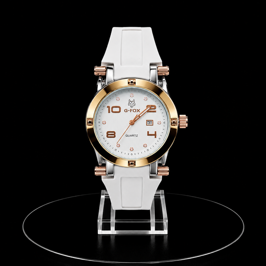 Reloj G-Fox Rose Gold con Correa Blanca y Esfera Blanca