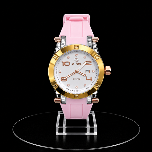 Reloj G-Fox Rose Gold con Correa Rosada y Esfera Blanca