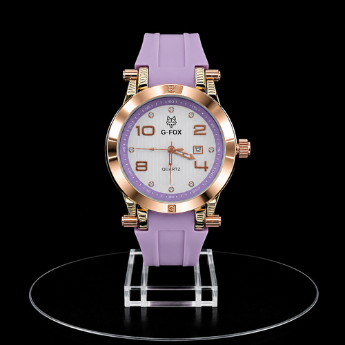 Reloj G-Fox Rose Gold con Correa Lila y Esfera Blanca