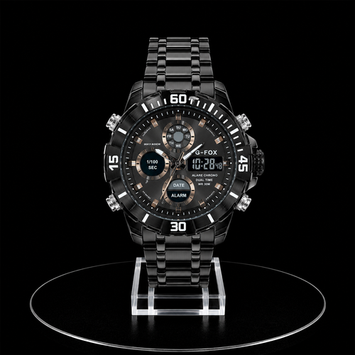 Reloj G-Fox Negro Digital y Análogo con Brazalete Metálico