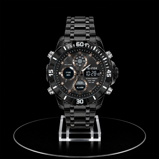 Reloj G-Fox Negro Digital y Análogo con Brazalete Metálico