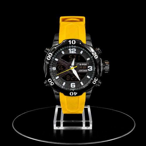 Reloj G-Fox Deportivo Negro y Amarillo Digital-Análogo