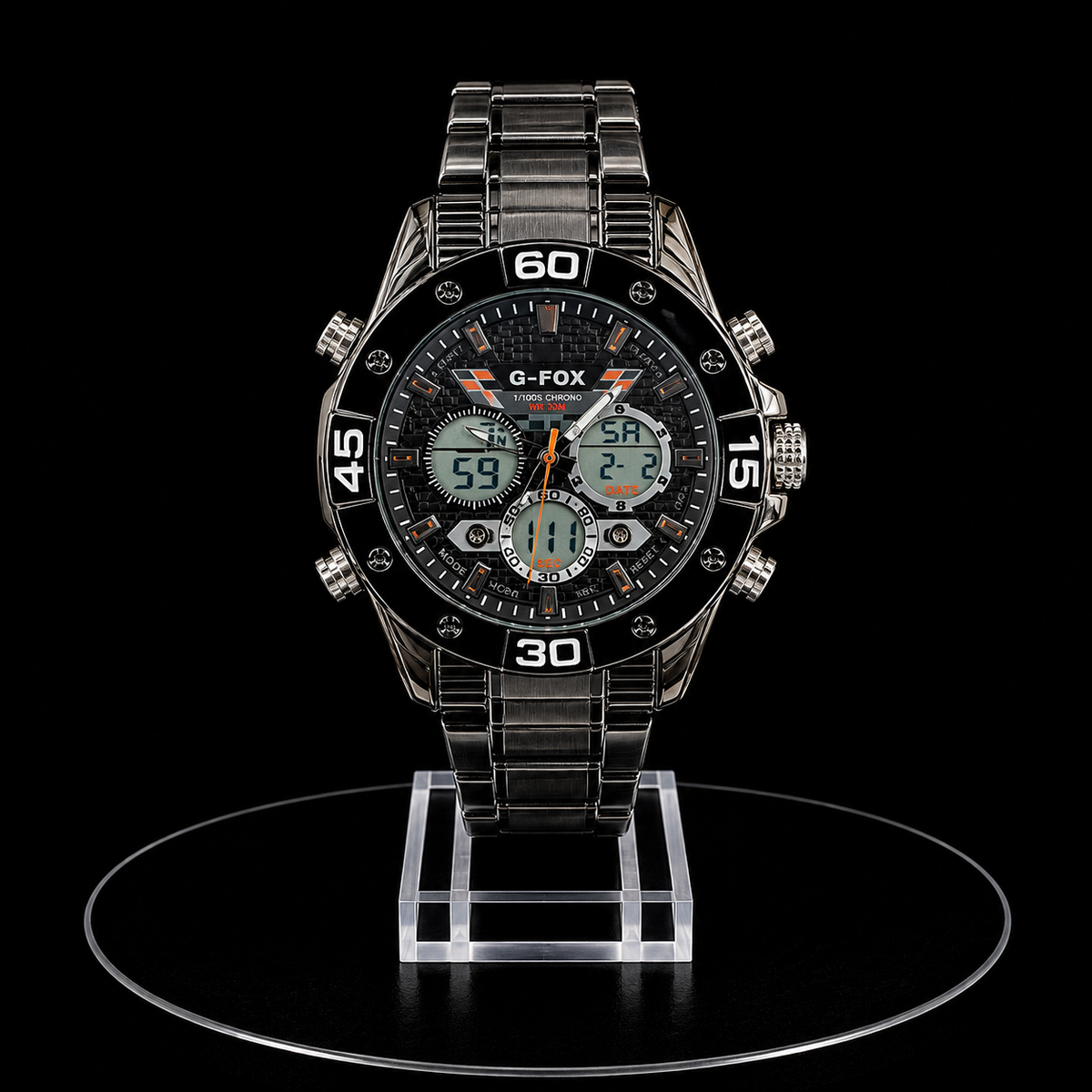 Reloj G-Fox Negro Digital y Análogo con Brazalete Metálico