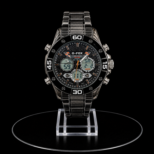 Reloj G-Fox Negro Digital y Análogo con Brazalete Metálico