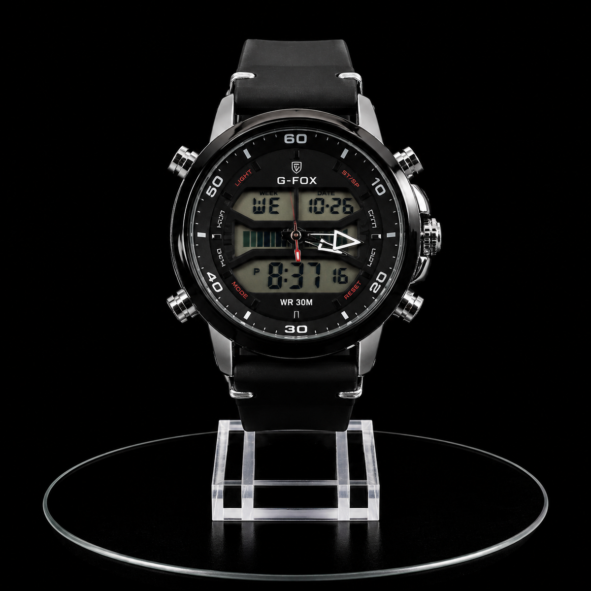 Reloj G-Fox Negro Digital-Análogo con Correa Negra