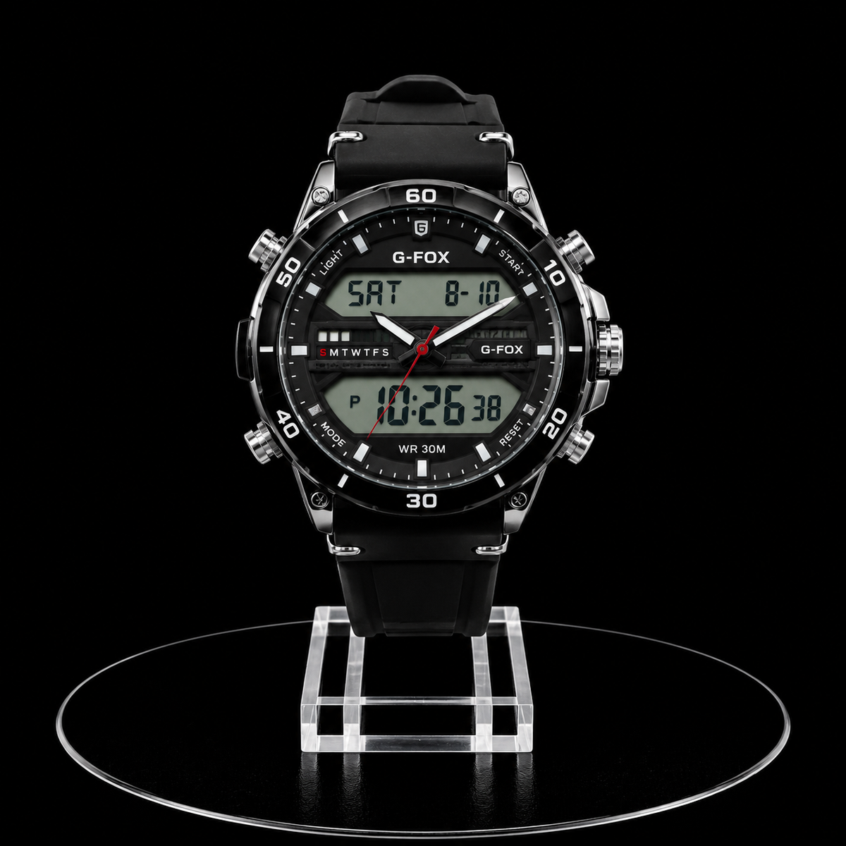 Reloj G-Fox Negro Digital-Análogo con Correa Negra