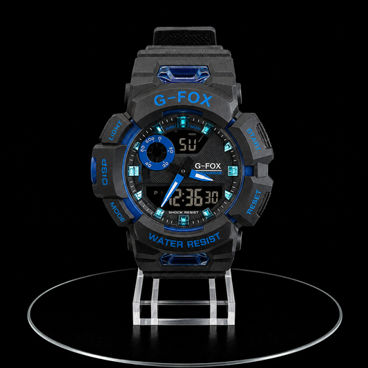 Reloj G-Fox Deportivo Negro y Azul Digital-Análogo