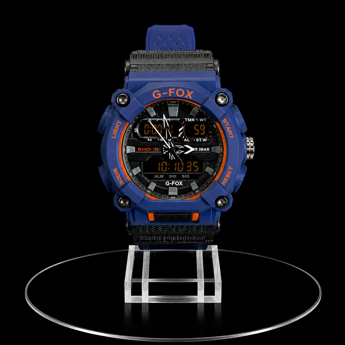Reloj G-Fox Sport Azul con Detalles Naranja Digital-Análogo
