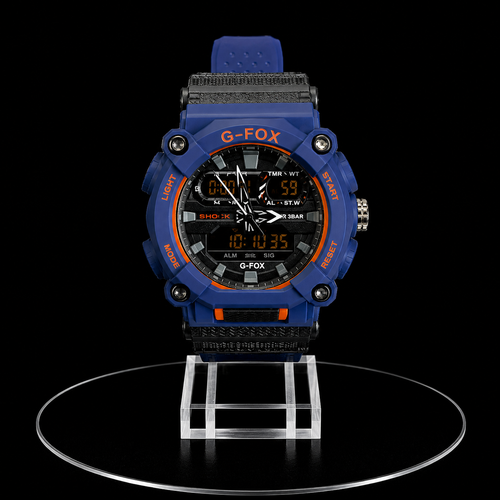 Reloj G-Fox Sport Azul con Detalles Naranja Digital-Análogo