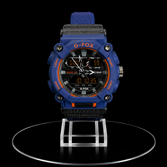 Reloj G-Fox Sport Azul con Detalles Naranja Digital-Análogo