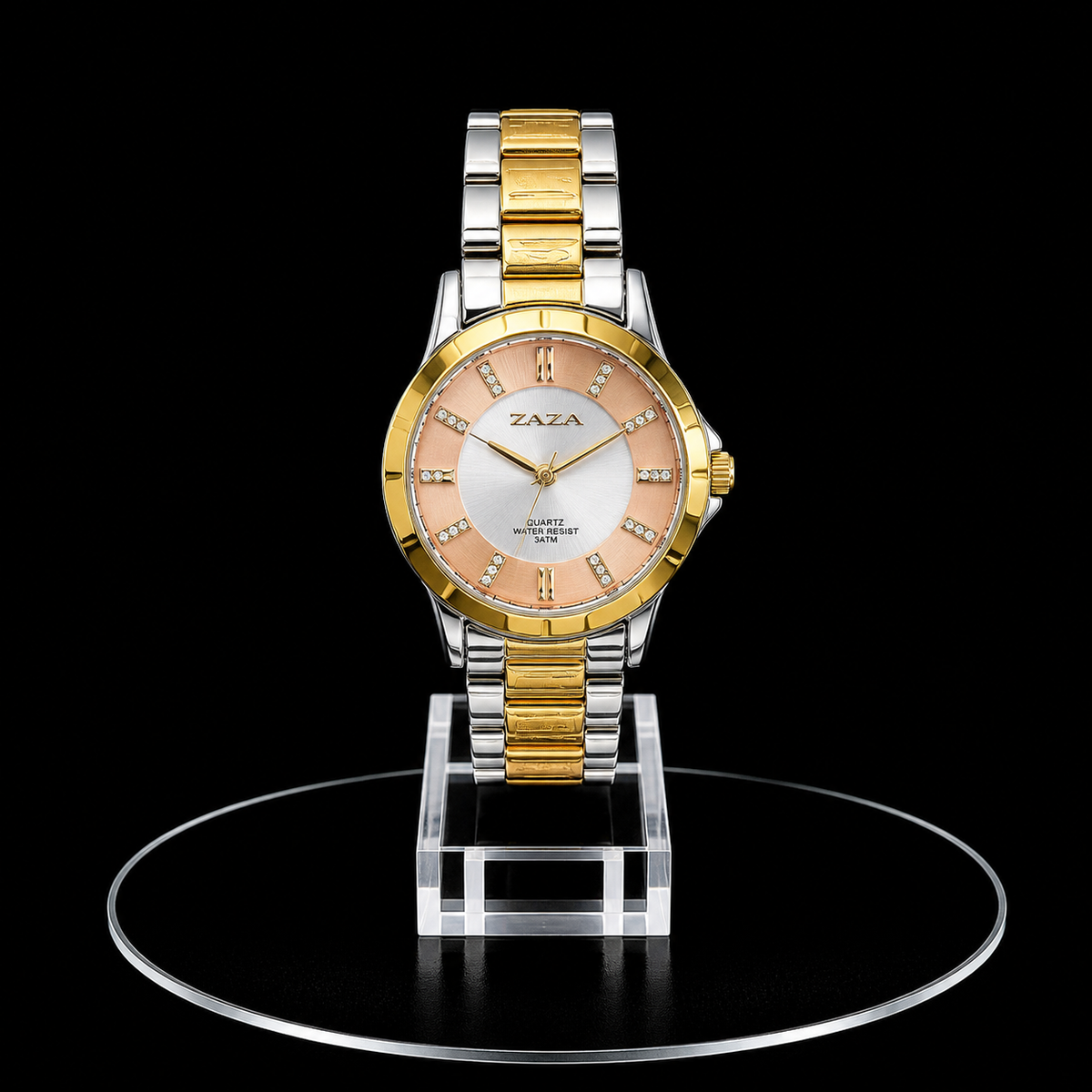 Reloj Razza Dorado con Esfera Clara y Cristales