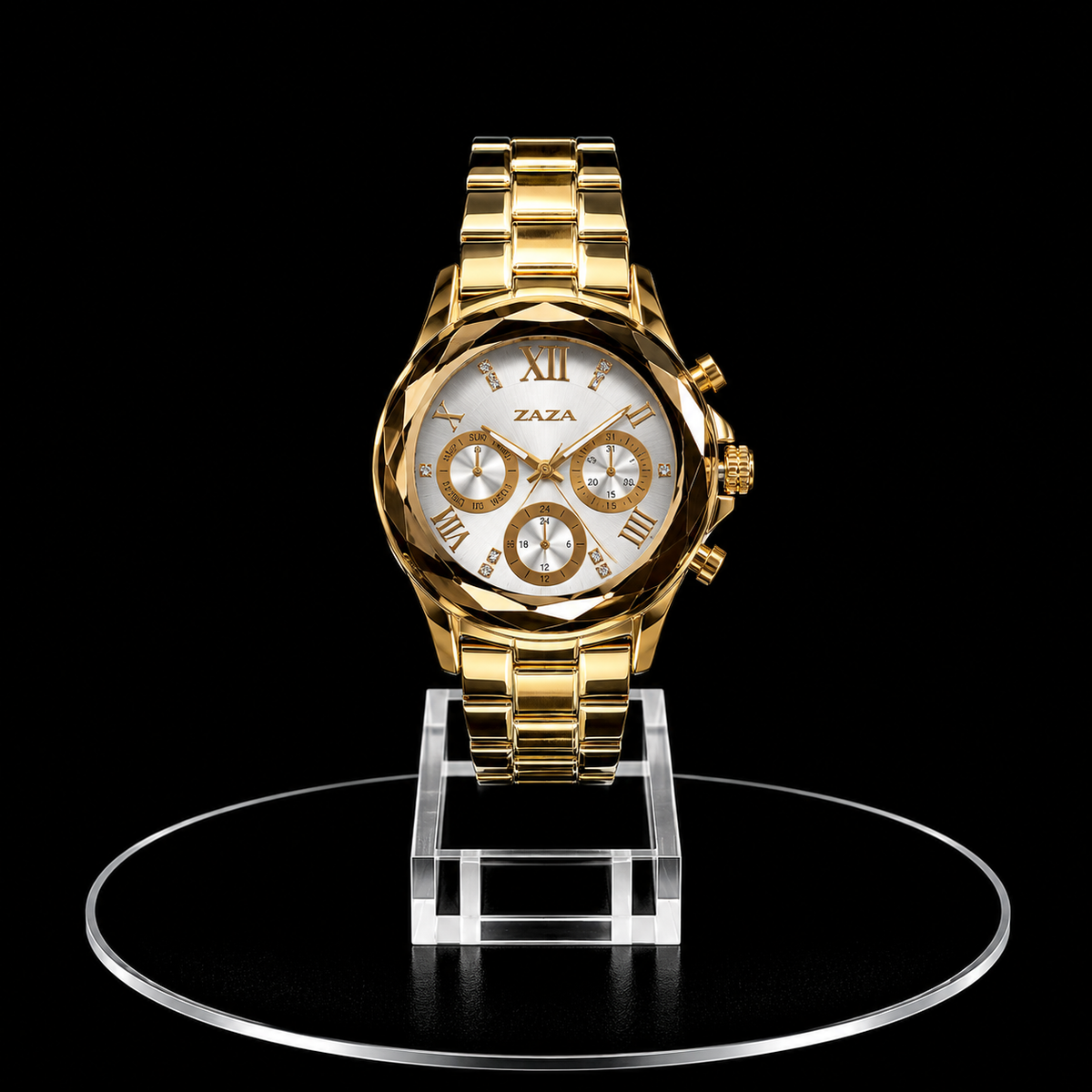 Reloj Razza Dorado Multifunción con Esfera Blanca