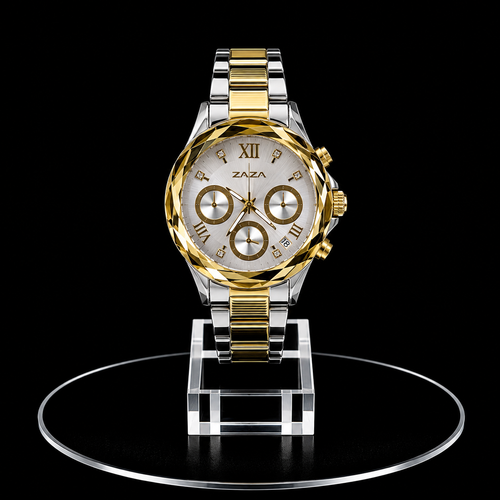 Reloj Razza Dorado Multifunción con Esfera Blanca y Números Romanos