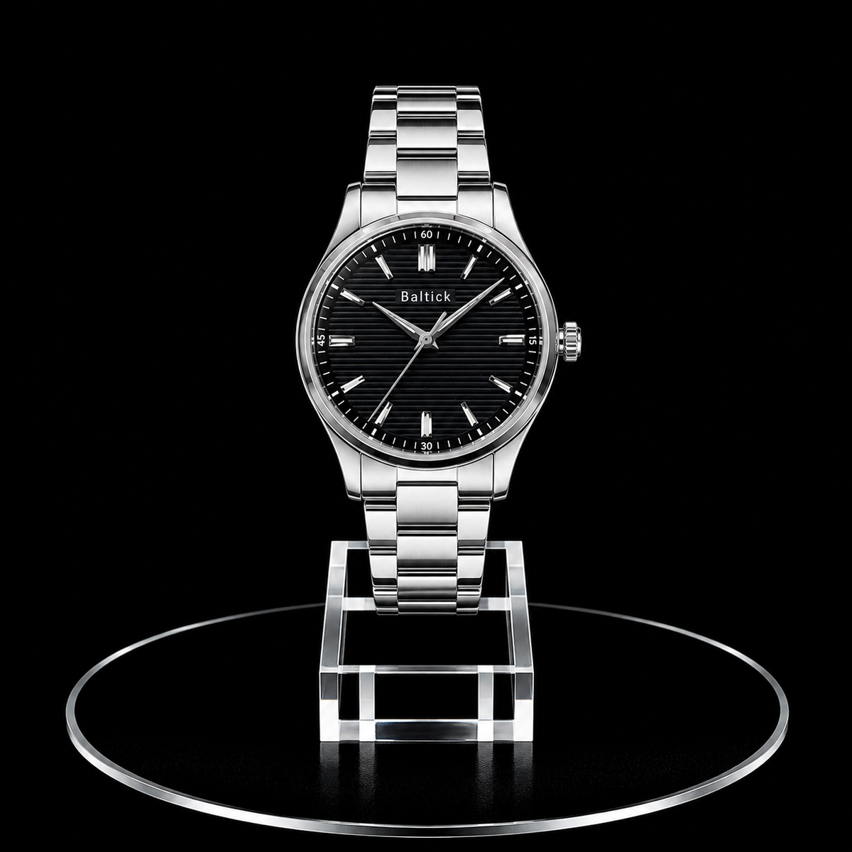 Reloj Baltick Plateado con Esfera Negra Texturizada