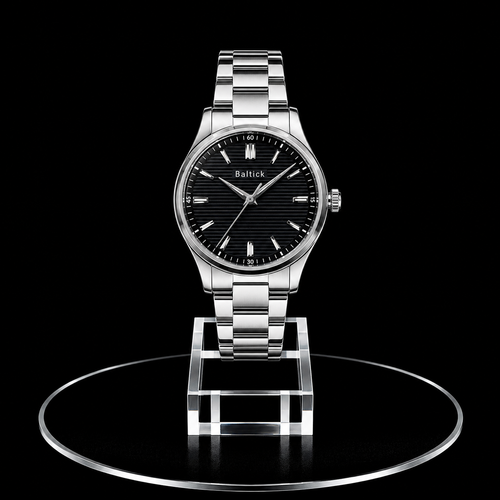 Reloj Baltick Plateado con Esfera Negra Texturizada