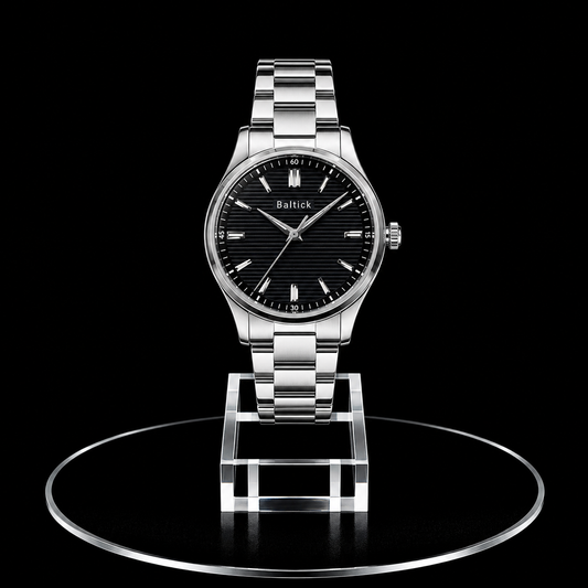 Reloj Baltick Plateado con Esfera Negra Texturizada