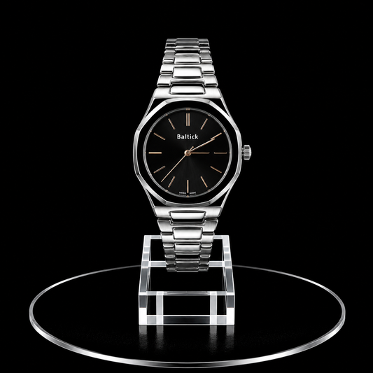 Reloj Baltick Plateado con Esfera Negra Minimalista
