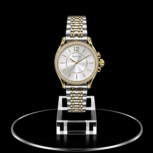 Reloj Baltick Dorado con Esfera Clara y Bisel de Cristales