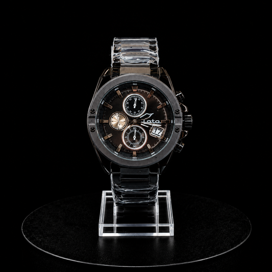 Reloj Loto Cronógrafo Negro con Brazalete Metálico y Esfera Multifunción