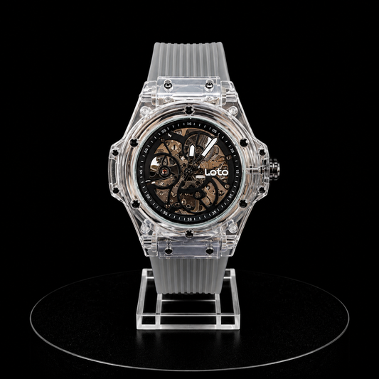 Reloj Loto Skeleton Transparente con Correa Gris
