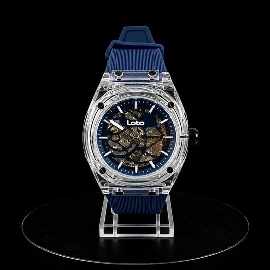 Reloj Loto Skeleton Transparente con Correa Azul
